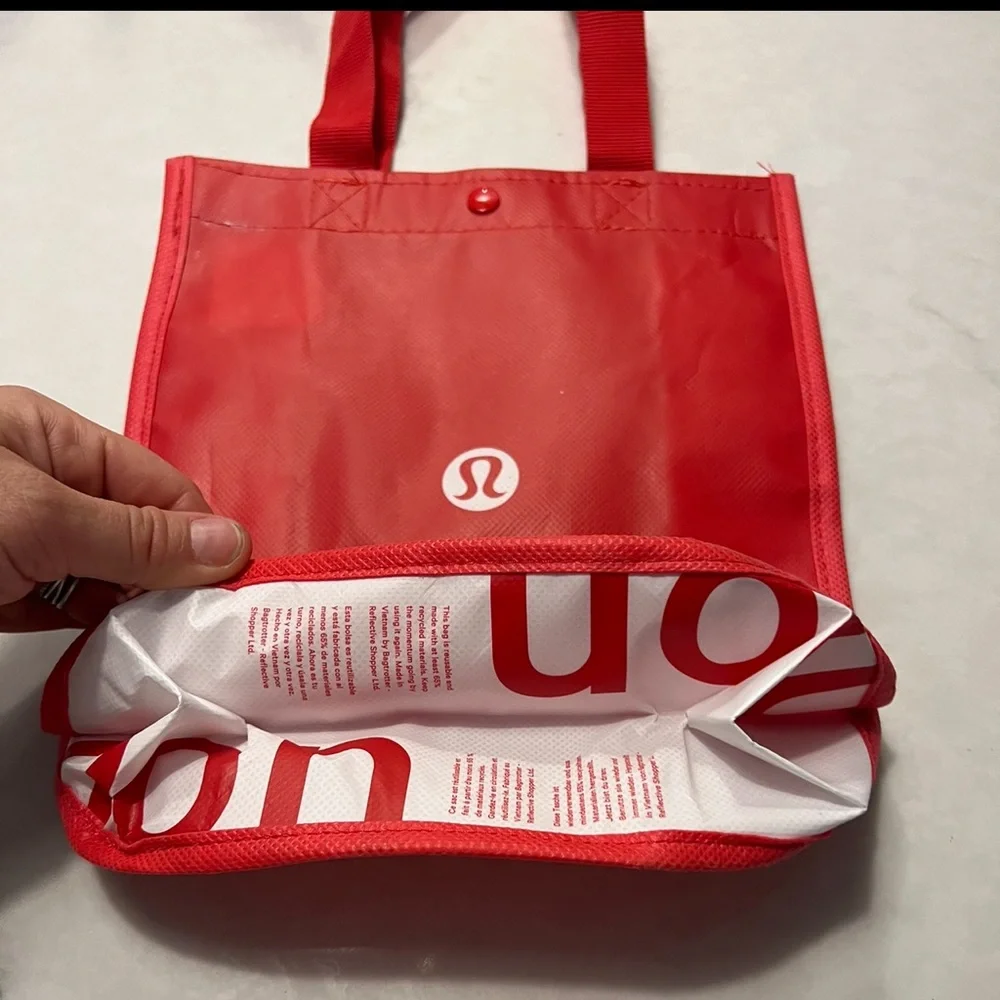 Lululemon Reusable Shopping Tote Bag Red White - Picture 3 of 4